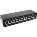 InLine Patch Panel Cat.6A stalo / sienos komplektas 12 prievadų juodas RAL9005