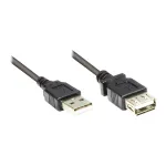 Prailginimo laidas USB 2.0 Ki&scaron;tukas A prie Lizdo A, juodas, 15 cm, Good Connections&reg; (2511-OF01S)