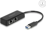 Delock 64194 USB Type-A į 2x Gigabit LAN adapteris, juodas