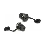 DeLOCK HDMI-A įmontuojama jungtis su apsauginiu dulkių dangteliu, juoda, 30,3 mm x 23,5 mm