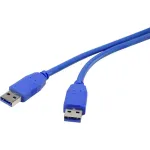 Renkforce RF-4369449 USB 3.0 jungiamasis kabelis, USB-A (K) &ndash; USB-A (K), 1,8 m, paauksuotos jungtys, mėlynas