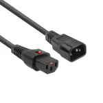 ACT Powercord C13 IEC Lock - C14 juodas 2 m, PC1021, 5 vnt. pakuotė