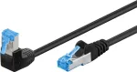 Goobay CAT 6A Patch Laidas 1x 90&deg; kampu, S/FTP (PiMF), Juodas, 0,25 m - fiksatorius vir&scaron;uje, LSZH Halogen-Free, Varis (51555)