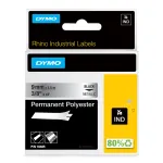 DYMO Rhino pramoninės nuolatinės poliesterio etiketės | 9 mm x 5,5 m | juodas spaudinys ant metalinio | lipnios | skirta Rhino ir LabelManager etikečių spausdintuvams