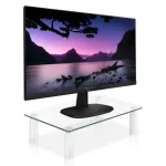 Techly stiklinis stovas monitoriui / ne&scaron;iojamam kompiuteriui, laisvai pastatomas, 20 kg, 33 cm (13 inch), 81,3 cm (32 inch), auk&scaron;čio reguliavimas, permatomas