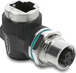 Delock M12 Adapter D-coded 4 Pin Female to RJ45 Female Panel Mount 90&deg; Angled (90665)
