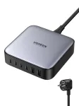 Ugreen 40914 Nexode 200W GaN stalinis USB-C USB-A įkroviklis, vidaus, AC, 21 V, 5 A, 2 m, juoda, pilka