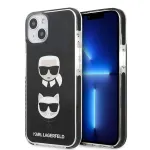 Karl Lagerfeld KLHCP13STPE2TK Kietas dėklas, skirtas iPhone 13 mini, 5,4 inch, juodas, Karl & Choupette Head