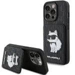 Karl Lagerfeld KLHCP15XSAKCNSCK iPhone 15 Pro Max 6.7 Black Hardcase Saffiano Cardslots and Stand Monogram Choupette