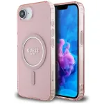 Guess IML Glitter Circle MagSafe dėklas, skirtas iPhone 16e (rožinis)