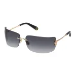 Philipp Plein Moteri&scaron;ki Akiniai nuo Saulės SPP027S950300 - Oversized Square Shield, Juodas Acetato Rėmelis, Pilki Gradientiniai Lę&scaron;iai, UV400 apsauga