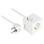 kabelmeister Socket Cube 3 lizdai su USB-C ir USB-A, baltas, 2 m