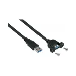 GoodConnections Alcasa UK30P-AEA-020S USB 3.0 kompiuterio panėlės prailginimo kabelis, USB-A ki&scaron;tukas &ndash; USB-A lizdas, 2 m, juodas