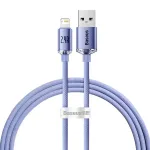 Baseus Crystal Shine Lightning į USB-A laidas 1,2 m, violetinis, 2,4A greitasis įkrovimas