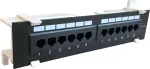 DSIT CAT 6a sieninis skydelis, 12 prievadų UTP, juodas