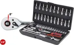 KS TOOLS 1/4 colio CHROMEplus 48 dalių galvučių rinkinys, 6 briaunų metrinis, 72 dantų reketas, dėkle (918.0648)