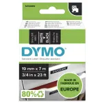 DYMO Authentic D1 Etiketės | Baltas &scaron;riftas ant juodos juostos | 19 mm x 7 m | Lipnios etiketės LabelManager etikečių spausdintuvams | Pagaminta Europoje