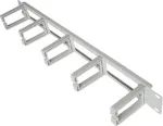 IT-BUDGET 19 inch 1U kabelių valdymo panelė su 5 plastikiniais kabelių laikikliais, 44x70 mm, &scaron;viesiai pilka 90ITBKDFPOB1HEG