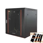 IT-BUDGET 19 inch tinklo spintelė SWA - 12U - 570x600 mm - stiklinės durelės - nuimami &scaron;onai - sieninė/grindinė montuojama - priedų rinkinys - juoda 90ITB19WS1266GS