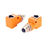 EXSYS M12 A-Coded 8-Pin Female to RJ45 Female 90&deg; Adapter EX-49503