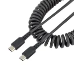 StarTech.com 3 pėdų (1 m) susuktas USB-C įkrovimo laidas, sunkiasvoris greitas įkrovimas ir sinchronizavimas USB-C laidas, USB 2.0 Type-C laidas, tvirtas aramido pluo&scaron;tas, patvarus vyri&scaron;kas į vyri&scaron;ką USB laidas, juodas