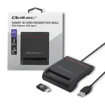 Kortelių skaitytuvas QOLTEC Smart chip ID card scanner USB, juodas, 84,5&times;65&times;16 mm, 63 g