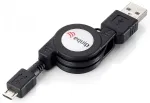 Equip USB 2.0 Type A į Micro-B i&scaron;traukiamas kabelis, 1,0 m, juodas