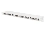 DIGITUS skydinis lizdų blokas CAT6A EA ekranuotas, 24 prievadų RJ45 dulkių dangteliai, 8P8C, 0,5U, pilkas RAL 7035