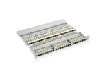 Equip 48 prievadų Cat.6 ekranuotas skirstomasis skydas, juodas, RJ-45, auksiniai kontaktai, Cat6, montavimas stelaže, 1U, juodas