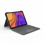 LOGITECH Folio Touch klaviatūros dėklas su foniniu ap&scaron;vietimu ir valdymo kilimėliu, Oxford Grey, iPad Air (4th gen), Deutsch Qwertz