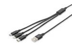 DIGITUS 3-in-1 įkrovimo laidas USB A-Lightning + micro B + Type-C 1m