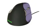 BakkerElkhuizen Evoluent 4 Small, de&scaron;inei rankai, vertikalus dizainas, lazerinis, USB Type-A, 2600 DPI, juoda, violetinė