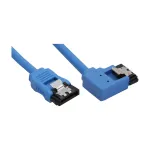 InLine SATA 6Gb/s apvalus kabelis mėlynas kairysis 90&deg; kampinis su fiksatoriais 0,5 m
