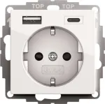 Gira SCHUKO USB maitinimo lizdas, 2-jų vietų, gryna balta, modelis 245903