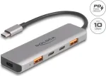 DeLOCK 64302 USB 3.2 Gen 2 Type-C dokų stotelė, pilka, metalinis korpusas, 95 W