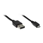 GoodConnections USB 2.0 EASY Plug laidas A &ndash; Micro B, juodas, 3 m