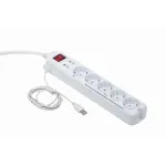 Apsauginis filtras Gembird PCW-MS-2G Baltas 5 AC lizdai 250V 1.8m