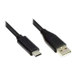 Jungiamasis laidas USB 2.0, USB-C&trade; ki&scaron;tukas prie USB 2.0 A ki&scaron;tuko, CU, juodas, 2 m, Good Connections&reg; (GC-M0118)