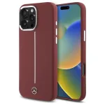 Mercedes-Benz Silicone Case iPhone 16 Pro Max 6,9 inch Red with White Stripe MagSafe