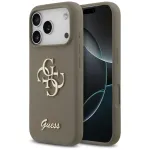 Guess Silicone Big 4G Script Dėklas, skirtas iPhone 17 Pro, Rudas