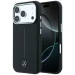 Mercedes-Benz Leather Semi Wrap Iconic Line MagSafe dėklas, skirtas iPhone 17 Pro, juodas