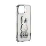 iLike Apple iPhone 15 Pro Silicone Case Print Desire Rabbit Silver