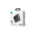 Joyroom Travel Charger GaN Fast Charger (UK) C+C+C+U, 140W, su Type-C į Type-C, PD 240W kabeliu (1,2m) Juoda