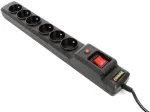 Accura Premium Crux apsauginis nuo vir&scaron;įtampių ilgintuvas 6 ki&scaron;tukinių lizdų, 3,0 m, juodas