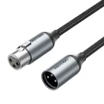 VENTION BKHHI XLR mikrofono kabelis 3 m juodas, nailono pynė, aliuminio jungtys