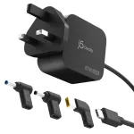 J5CREATE 67W GaN PD USB-C Mini Charger su 3 tipų DC jungtimis