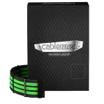 CableMod CM-PCSR-16X2KIT-NKKLG-R-SS C-Series Pro ModMesh Sleeved 12V-2x6 12VHPWR Dual StealthSense kabelių rinkinys, skirtas Corsair RMi/RMx (Black Label), juoda/&scaron;viesiai žalia
