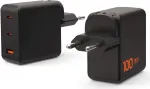 UAG SRGE Charger 100W GaN Wall Charger su 2x USB-C ir 1x USB-A, EU/UK/US ki&scaron;tukais (juoda)