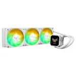 ASUS TUF Gaming LC III 360 ARGB LCD White Edition &ndash; skystas au&scaron;inimas CPU, 360 mm radiatorius, 3&times;120 mm PWM ventiliatoriai, LCD ekranas, baltas