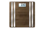 Asmeninės elektroninės svarstyklės Medisana BS 552 sidabrinės su bambuko vir&scaron;umi, 180 kg, 100 g, Bluetooth, KMI, kūno sudėtis